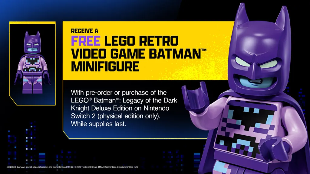 Nintendo Switch 2 Gets Exclusive Batman Minifigure with LEGO Game deluxe edition