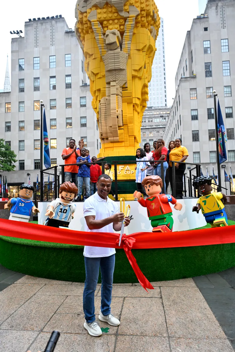 Featured image for article: LEGO Builds the World's Biggest FIFA World Cup Trophy - and Cafu Was There to See It