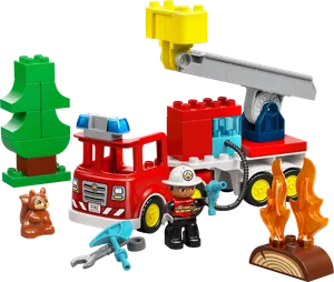 Fire Truck with Hose and Firefighter