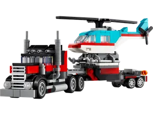 Flatbed Truck with Helicopter