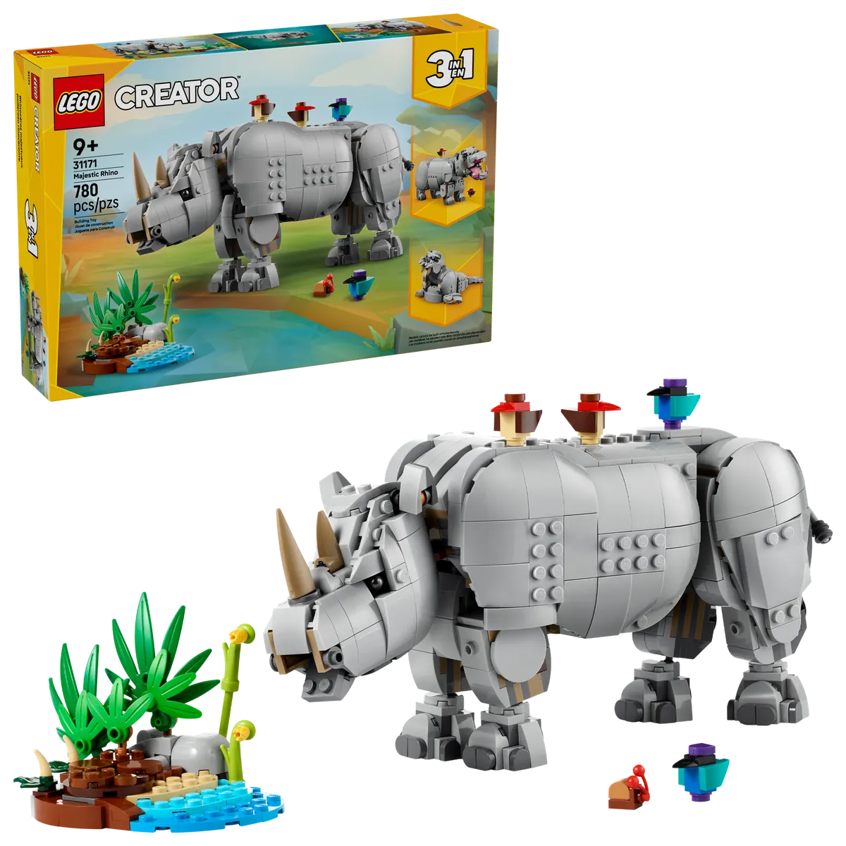 Wild Animals: Majestic Rhino with Birds - Image 2