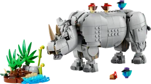Wild Animals: Majestic Rhino with Birds