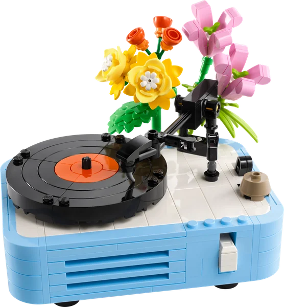 Record Player with Flowers