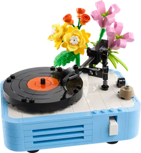 Record Player with Flowers