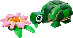 Turtle with a Water Lily Flower