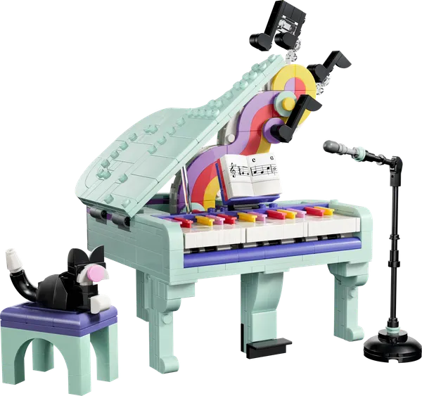 Music Decor Piano with Cat