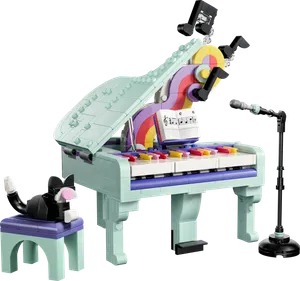 Music Decor Piano with Cat