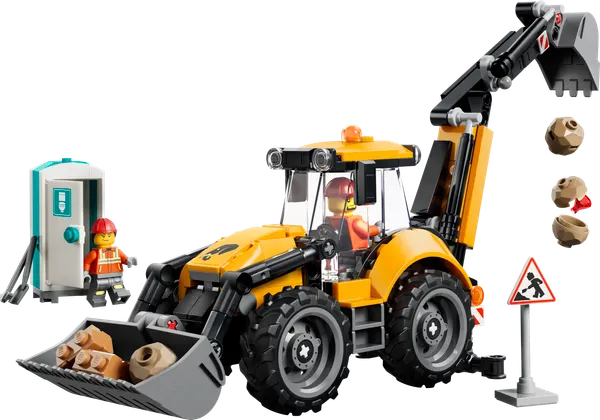 Yellow Backhoe Loader
