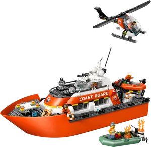 Coast Guard Rescue Boat & Helicopter